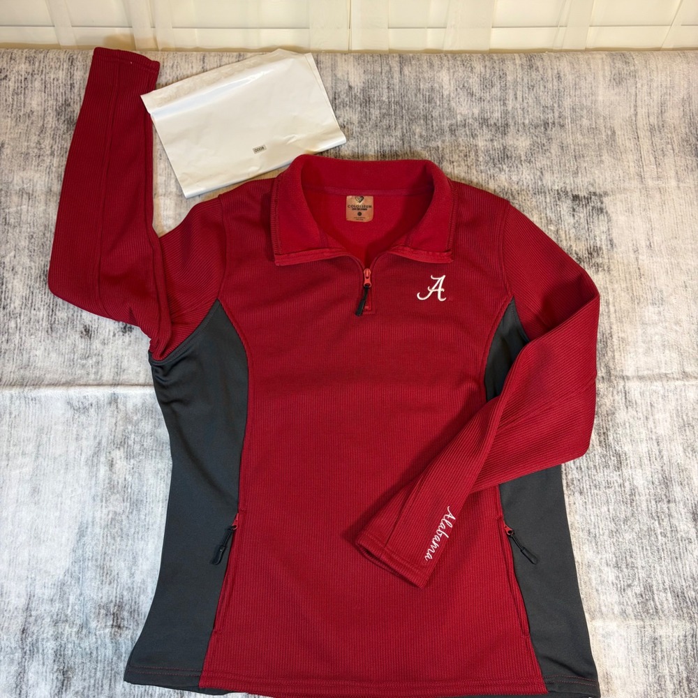 Colosseum Alabama Crimson Tide Red Quarter Zip Pullover XXL Waffle Knit Jacket